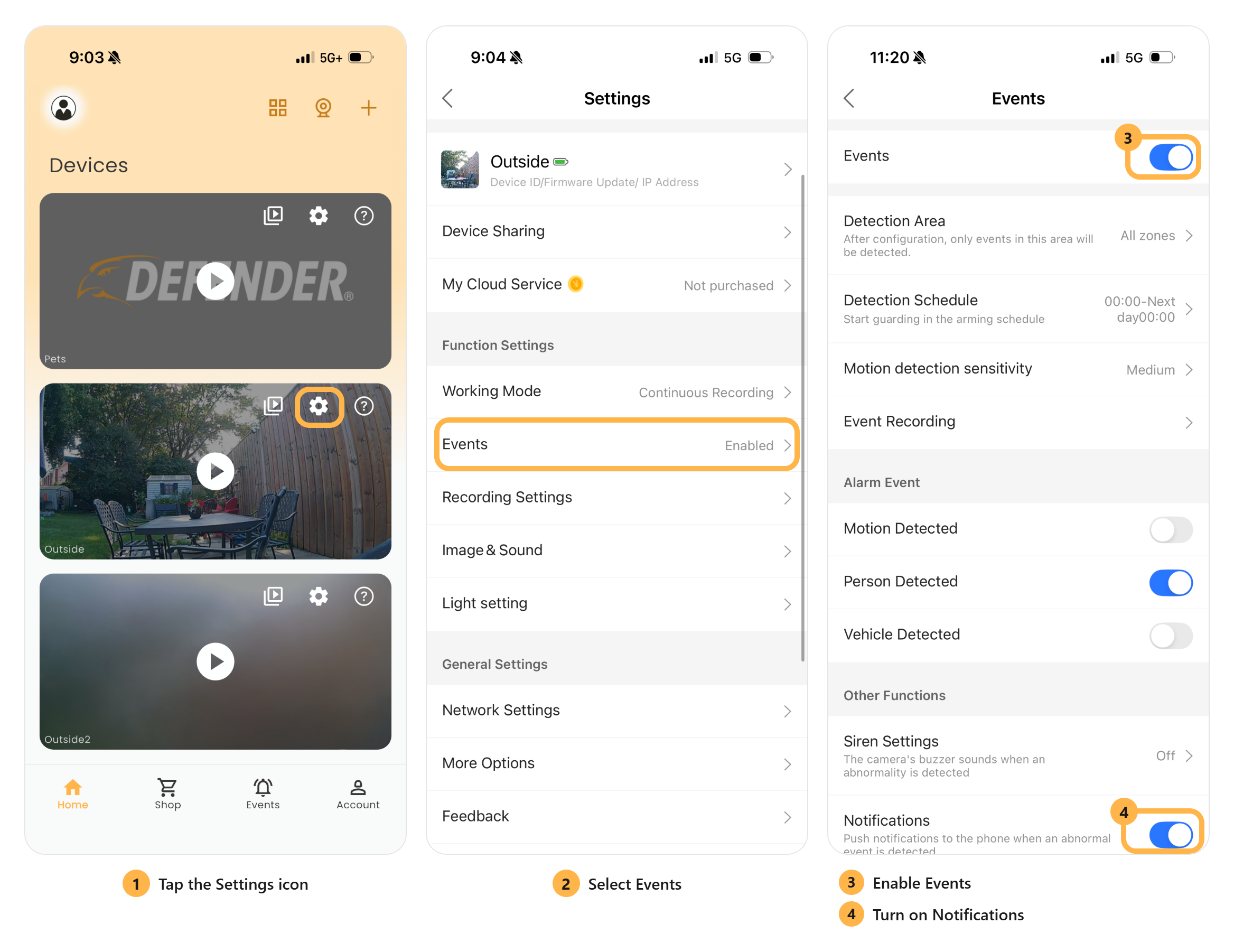 Notification settings steps