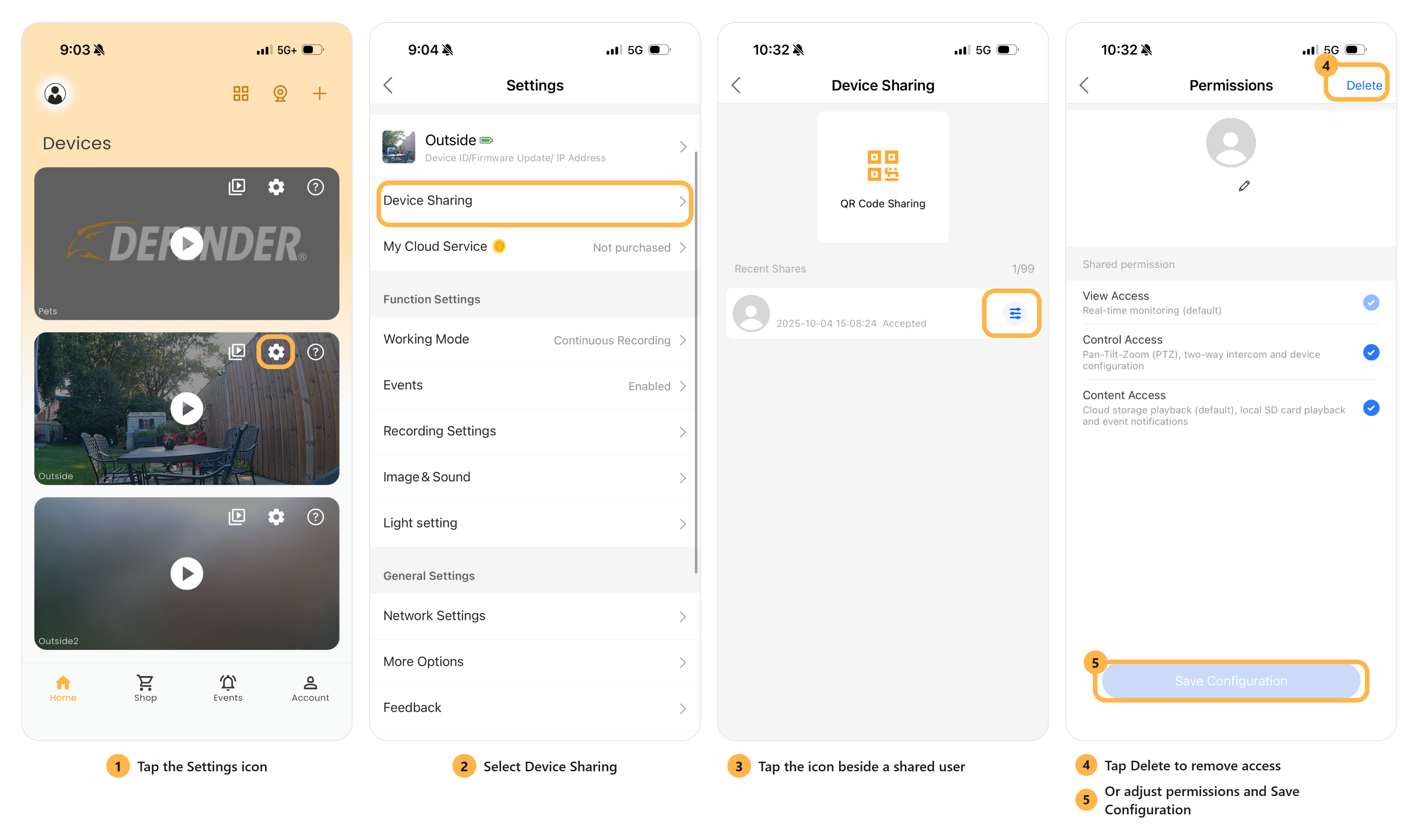 Manage shared users