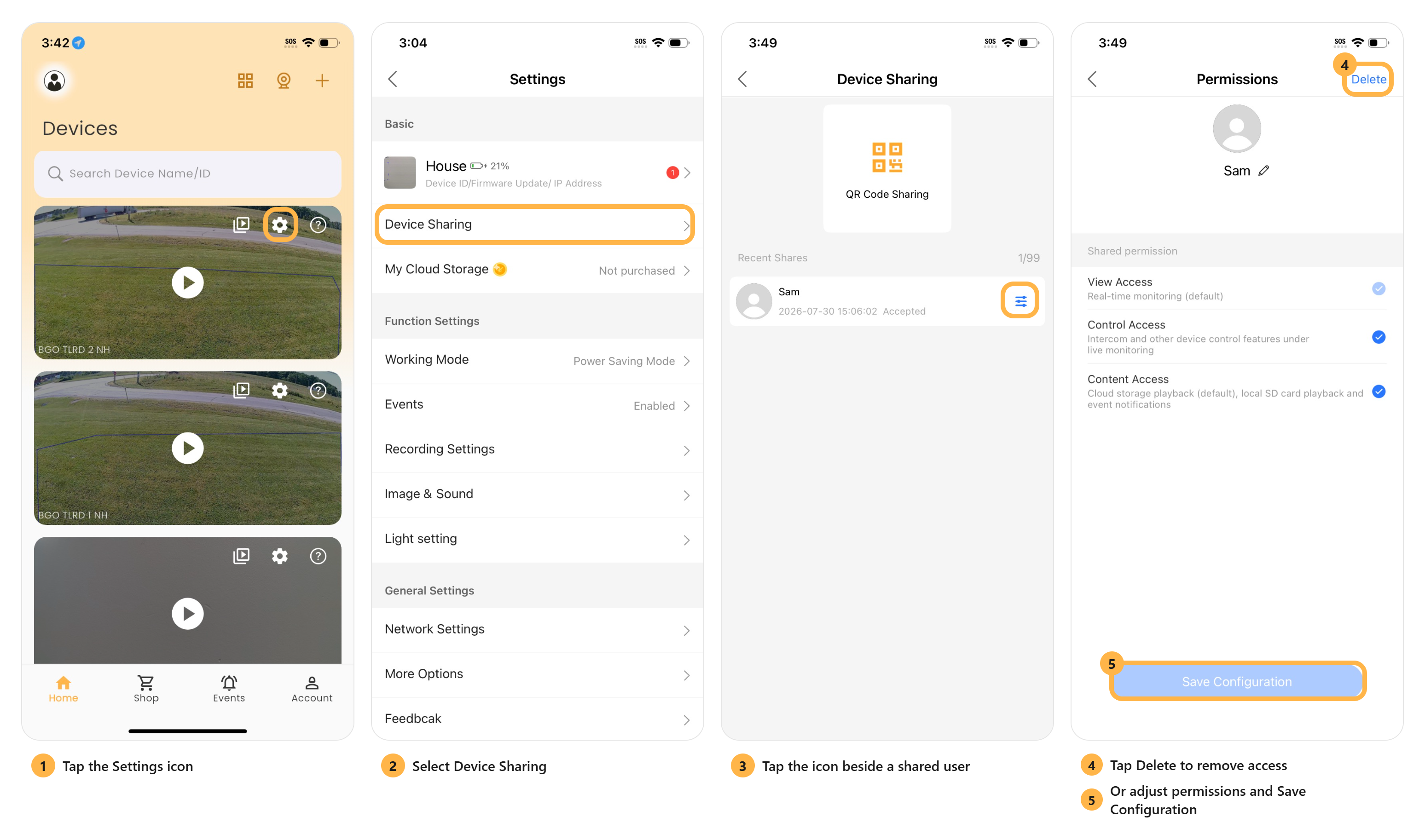 Manage shared users