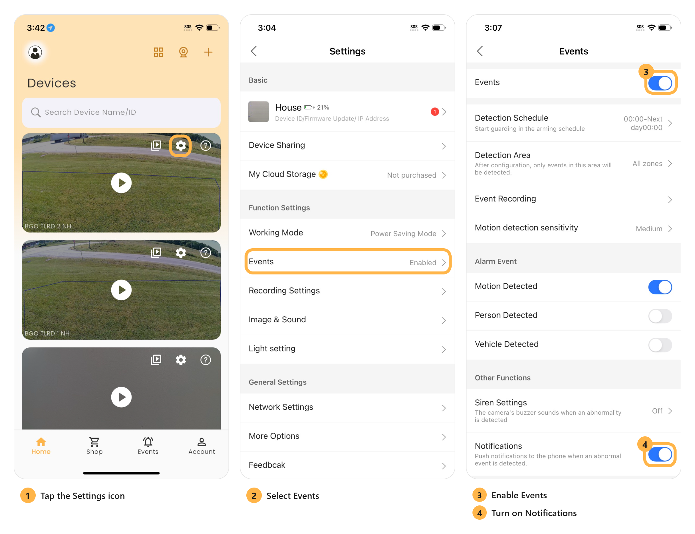 Notification settings steps