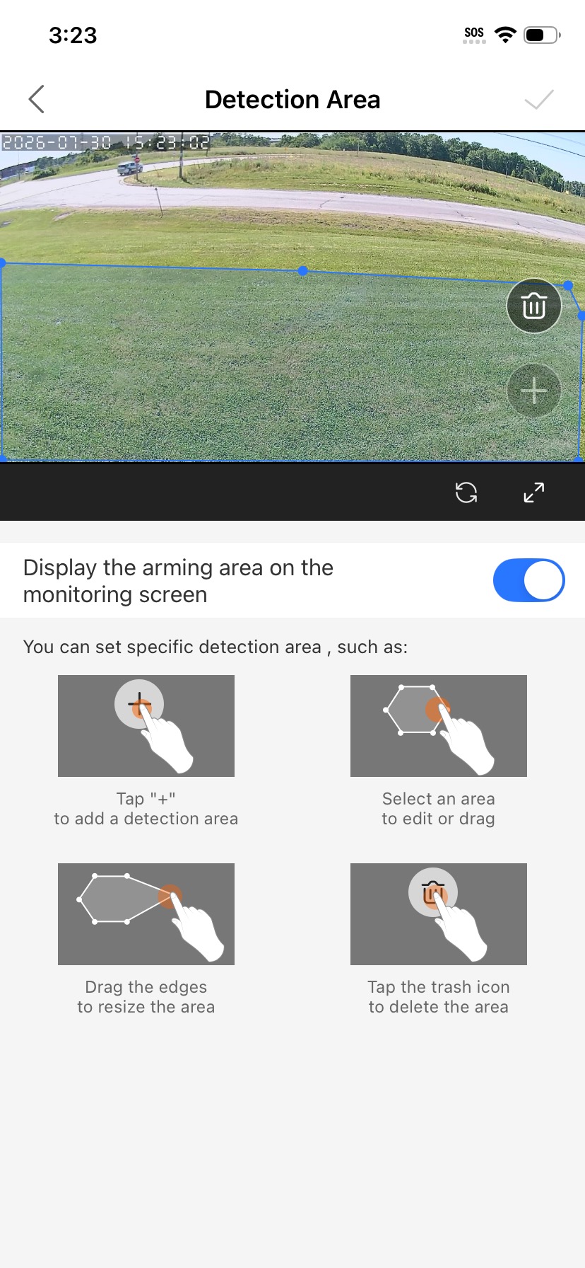 Detection Area setup