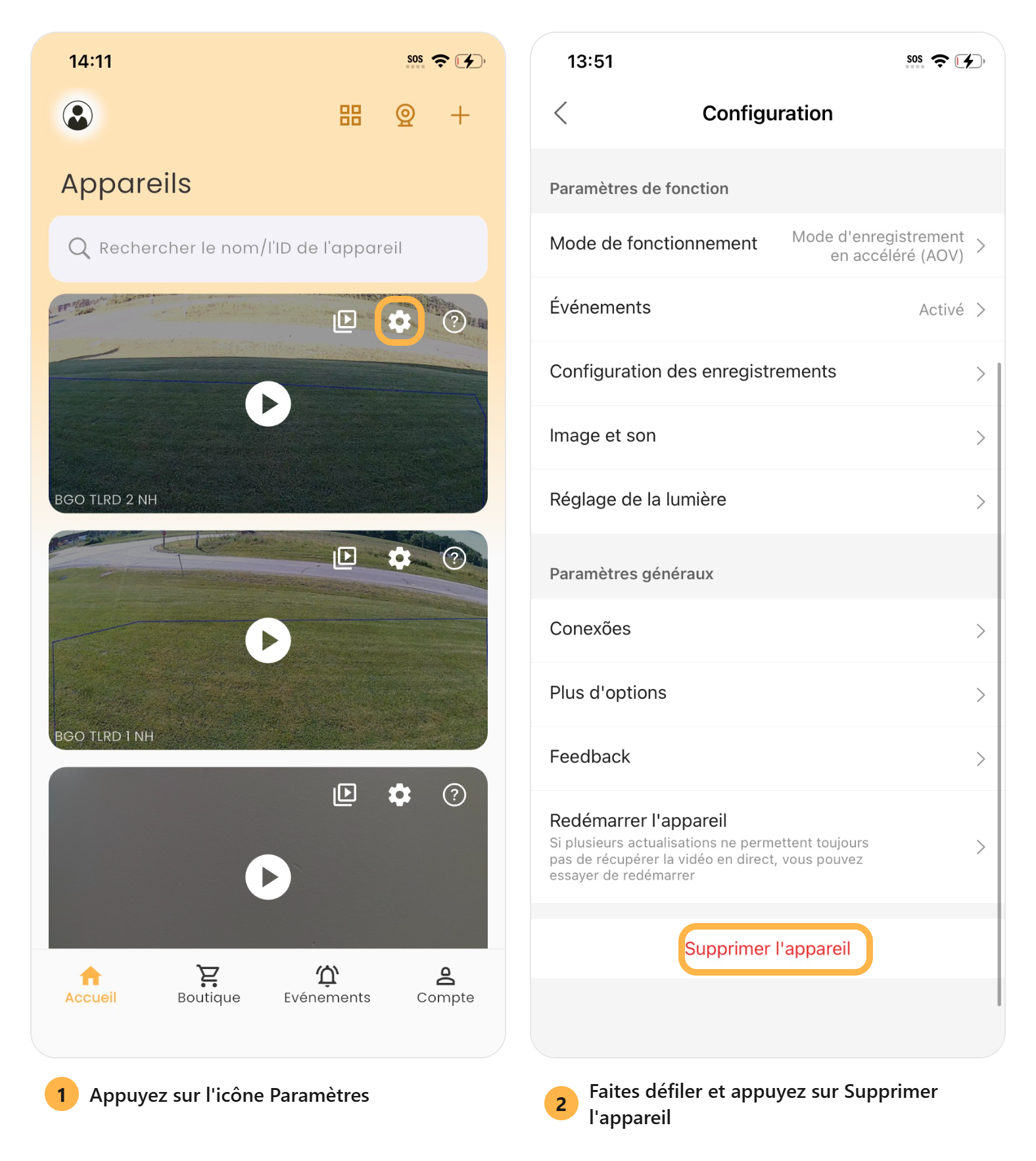 Supprimer l'appareil
