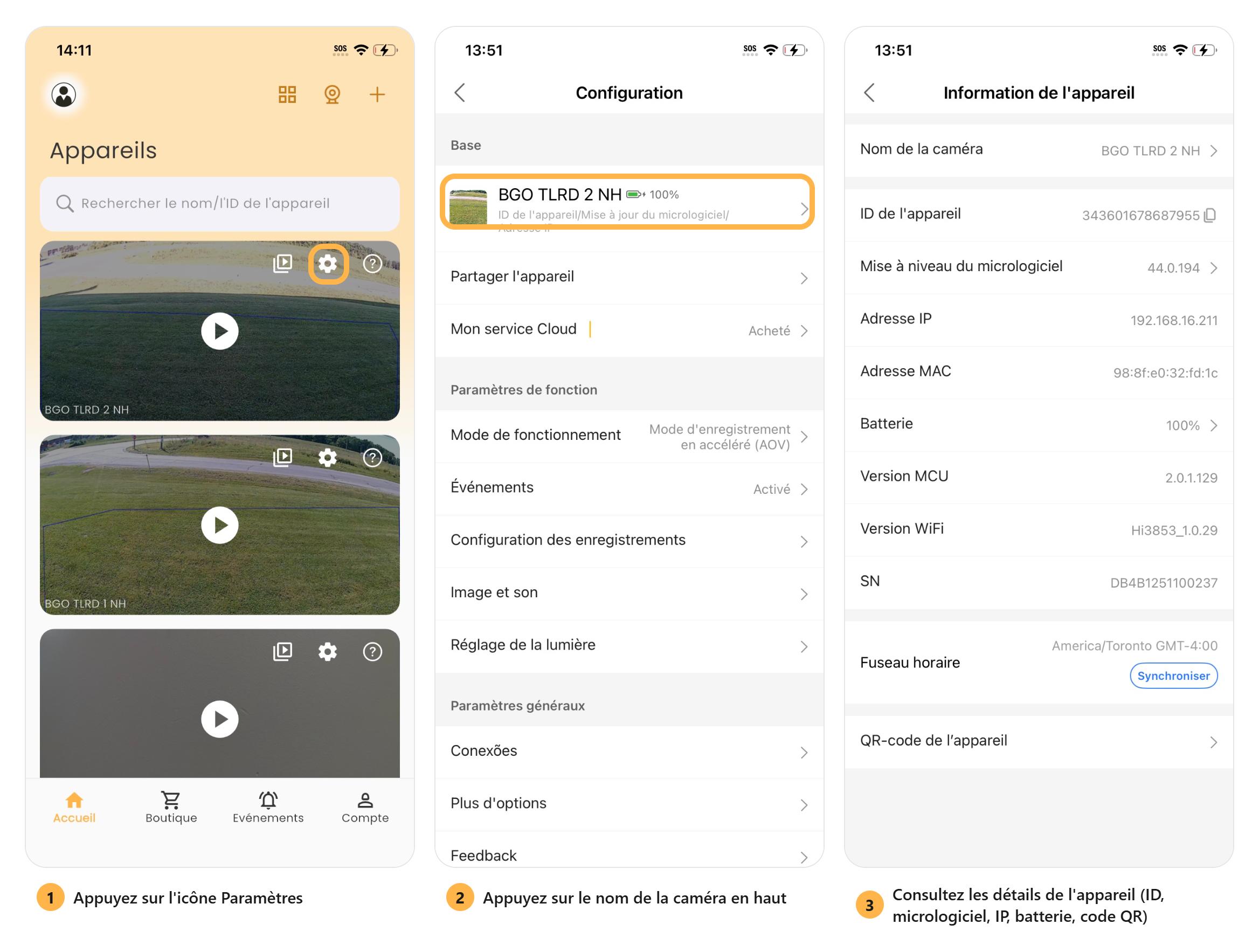 Informations sur l'appareil